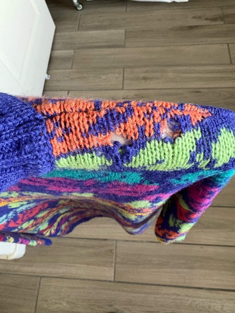 United Colors of Benetton Vintage 90s Shetland Wool Multicolor Sweater - Picture 3 of 5